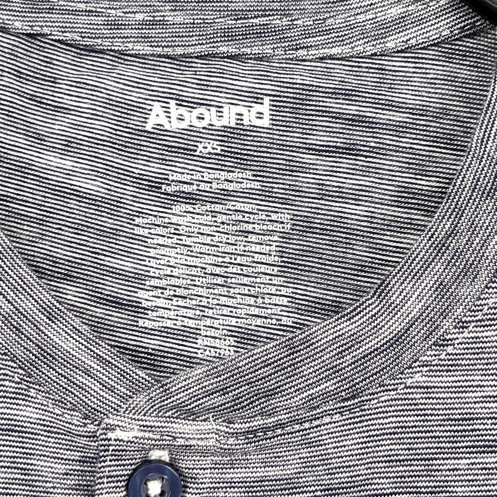 ABOUND Men's Jersey Slub Henley Tee XXS Navy Blue White Short Sleeve Cotton NWT