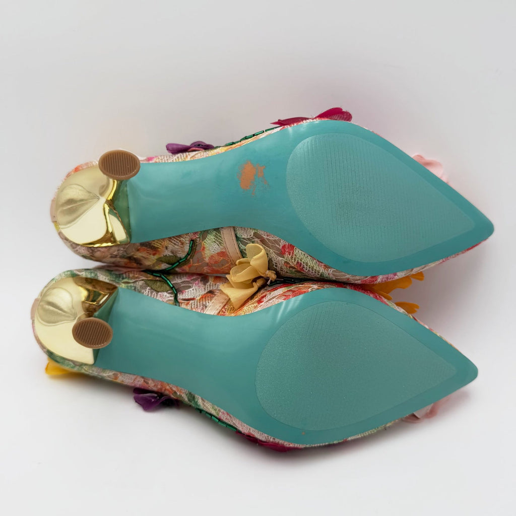 Betsey Johnson Womens Kaley Flower Pumps Size 6 Pink Nude Floral NWOB