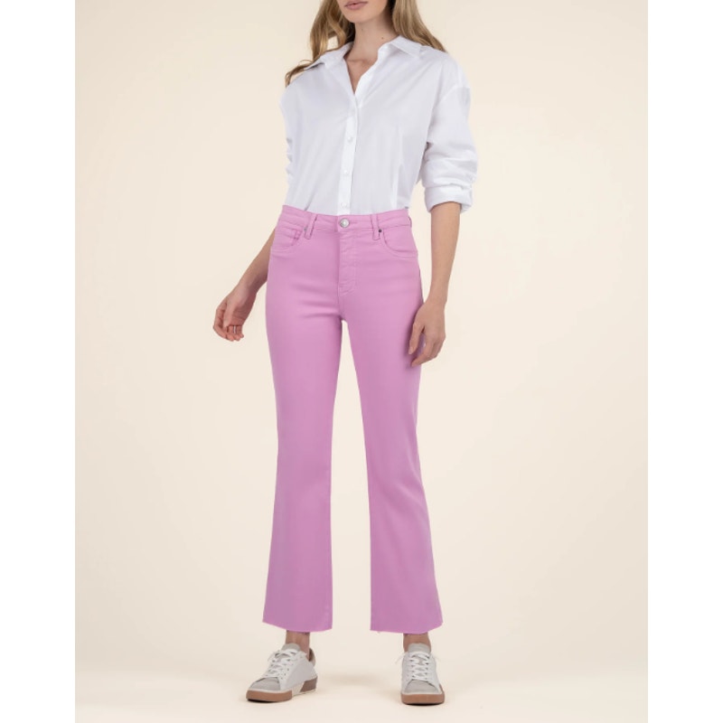 KUT FROM THE KLOTH Kelsey Ankle Flare Jeans Size 4 Pink Wild Berry High Rise NWT