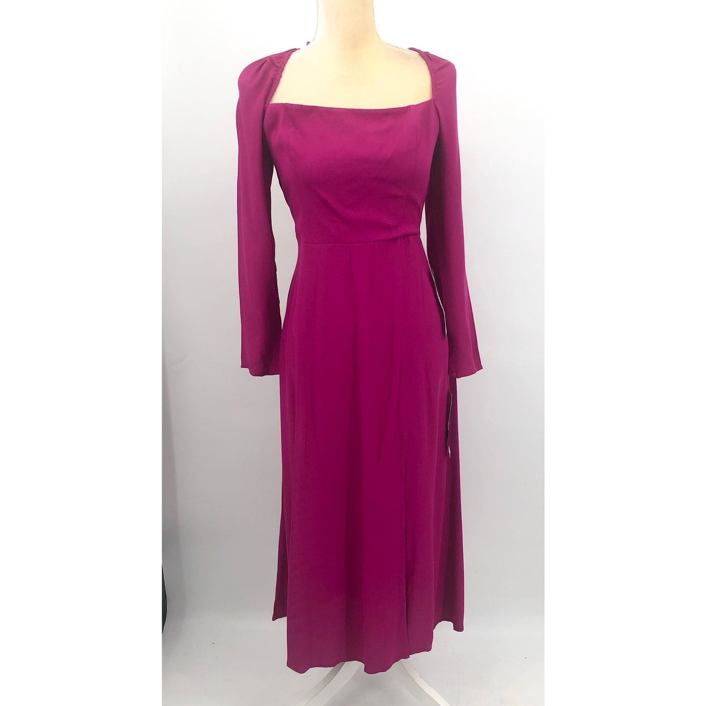 ADRIANNA PAPELL Women's Midi Dress Size 6 Pink Square-neck Light Crepe NWT