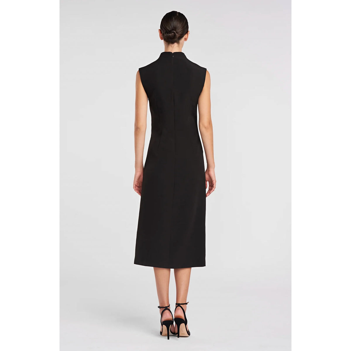 HALSTON Women's Jacklyn Dress In Crepe & Satin Size 2 Black Sleeveless NWT
