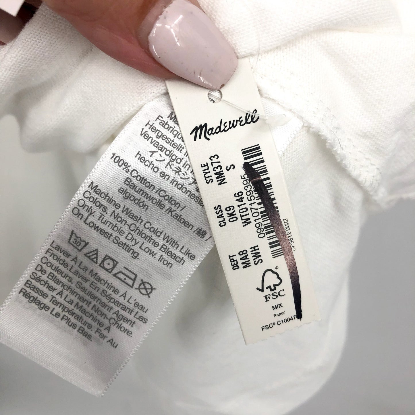 MADEWELL Men's Crewneck Relaxed Tee Small Soft White Short Sleeve NM373 NWT