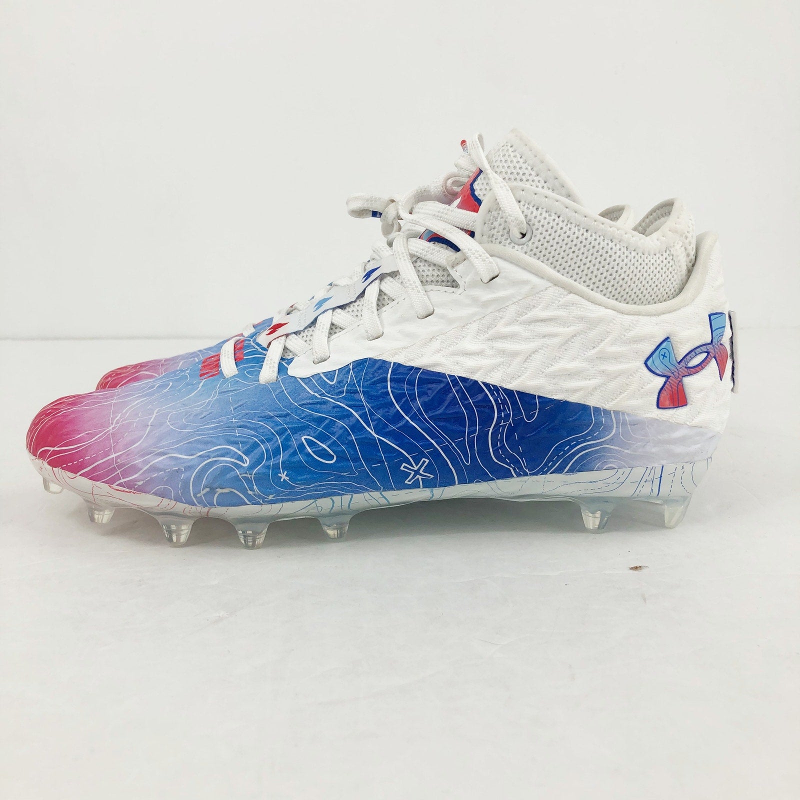 Under Armour Spotlight Clone 4 MC TX Football Cleats Mens 8 White Blue NWOB
