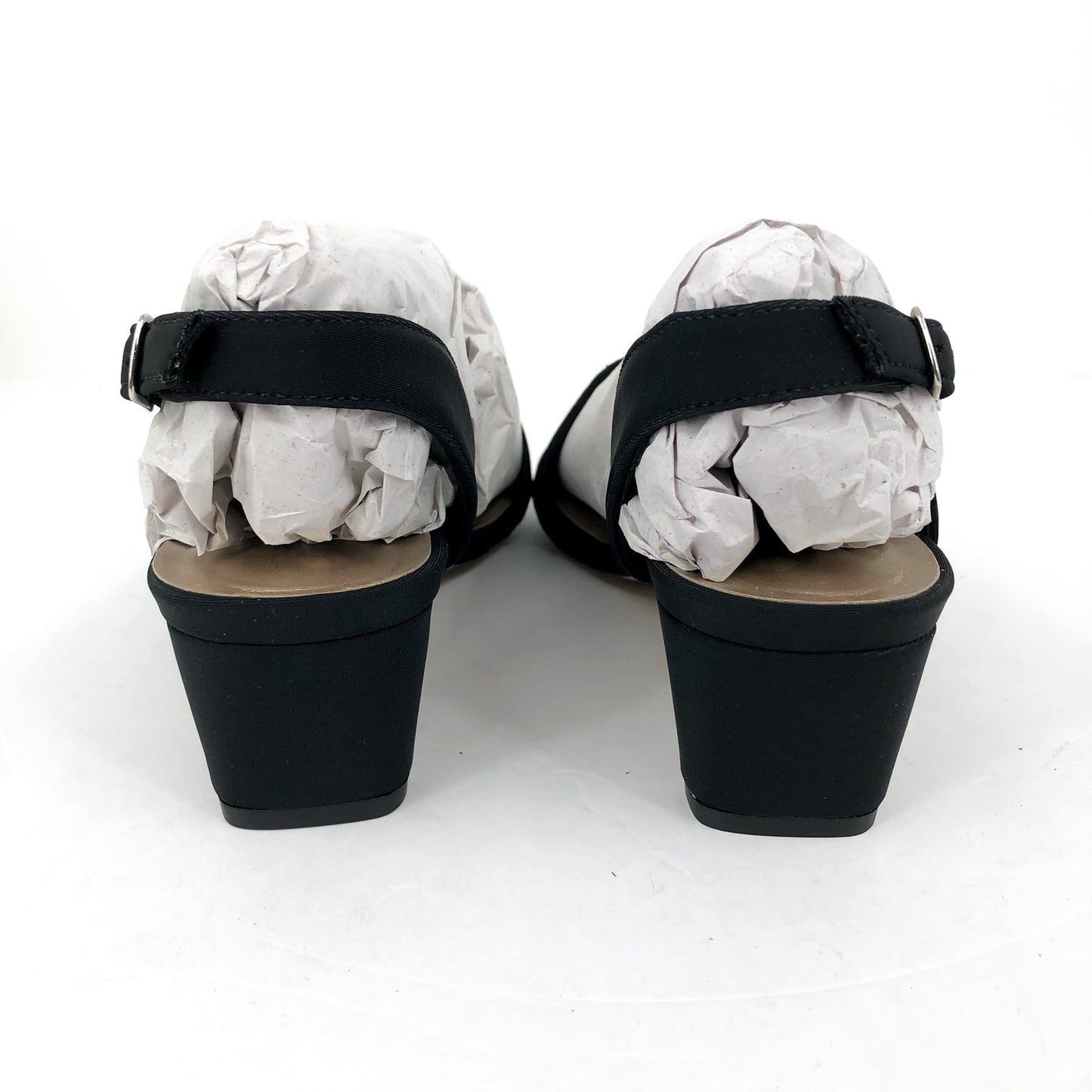 WALKING CRADLES Women's Lettie Dress Sandals US 6 Black Heel Fabric NIB