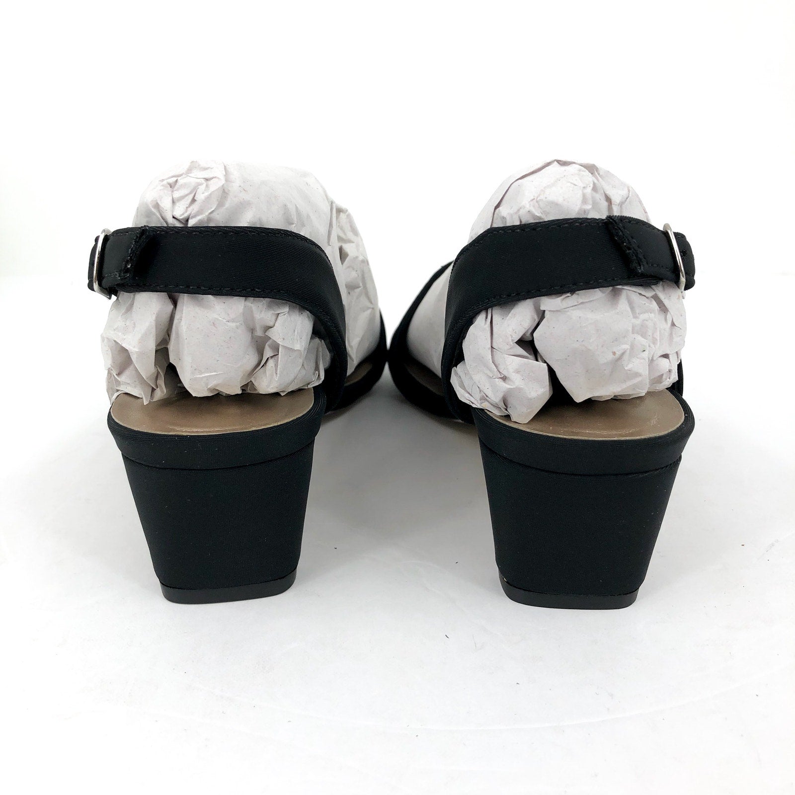 WALKING CRADLES Women's Lettie Dress Sandals US 6 Black Heel Fabric NIB