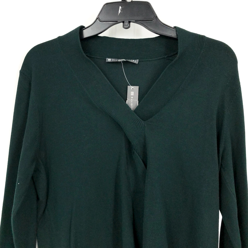 ELLIOTT LAUREN Womens Marella Fitted Sweater Large Evergreen Twist Detail NWT