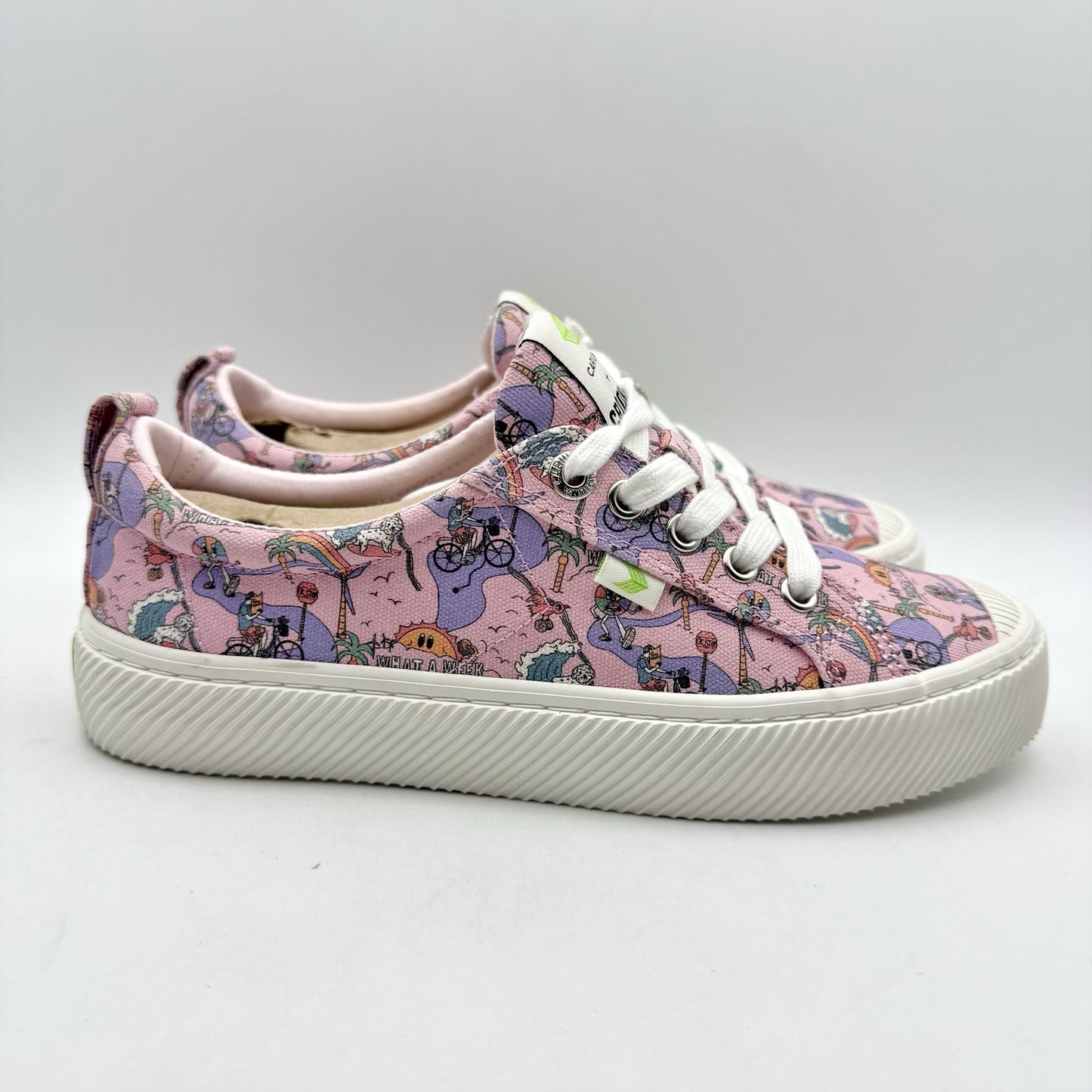 Cariuma Womens OCA Low Sneakers US 7 M EU 38 Rose Graphic Print Canvas NIB