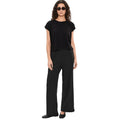 EILEEN FISHER Womens Wide-Leg Pants Medium Black Pull-On Texture Stretch Rib NWT