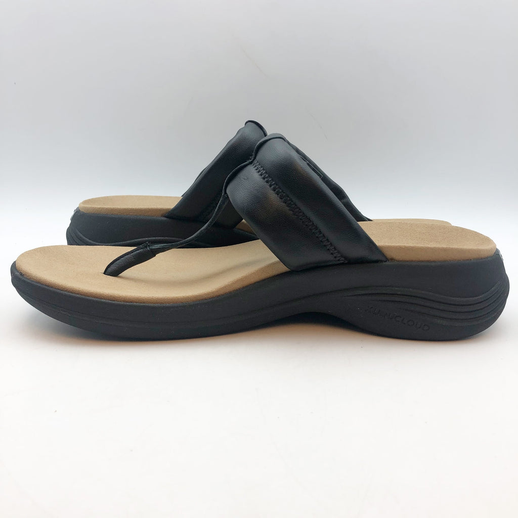 Kuru Womens CODA SUVI Flip Flop Sandals Size 11 Jet Black Leather NIB