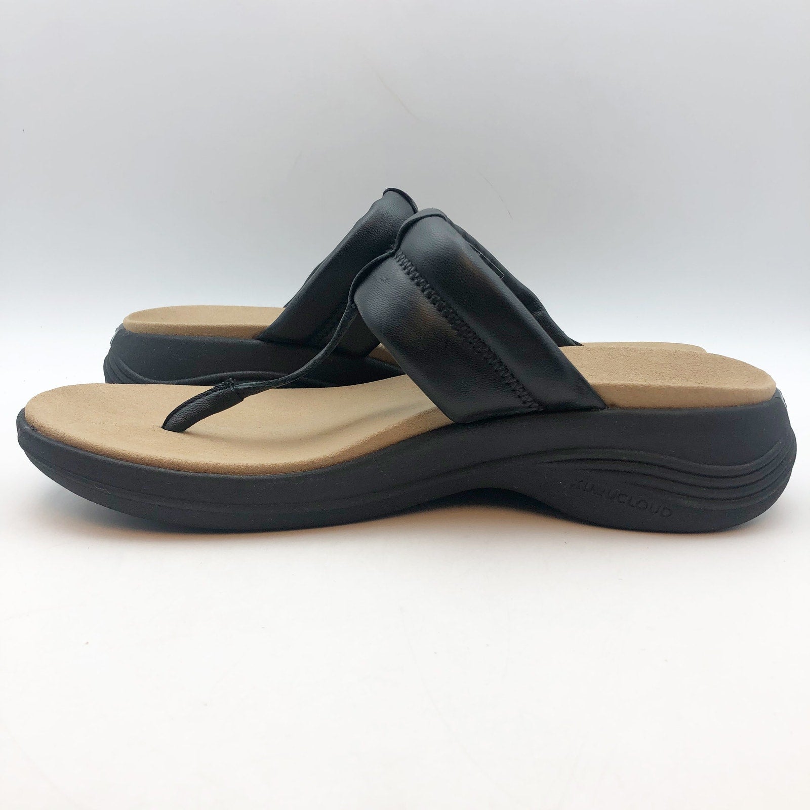 Kuru Womens CODA SUVI Flip Flop Sandals Size 11 Jet Black Leather NIB