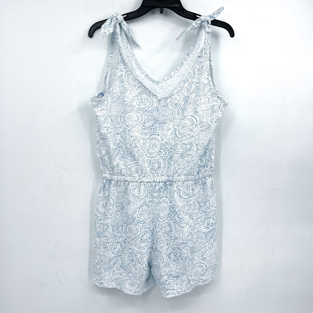 SOUTHERN TIDE Womens Forever Floral Tie Shoulder Romper Small White Sky Blue NWT