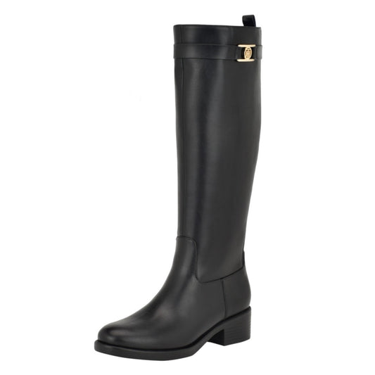 Tommy Hilfiger Womens Iviann Boots Size 6M Black Faux Leather Knee High