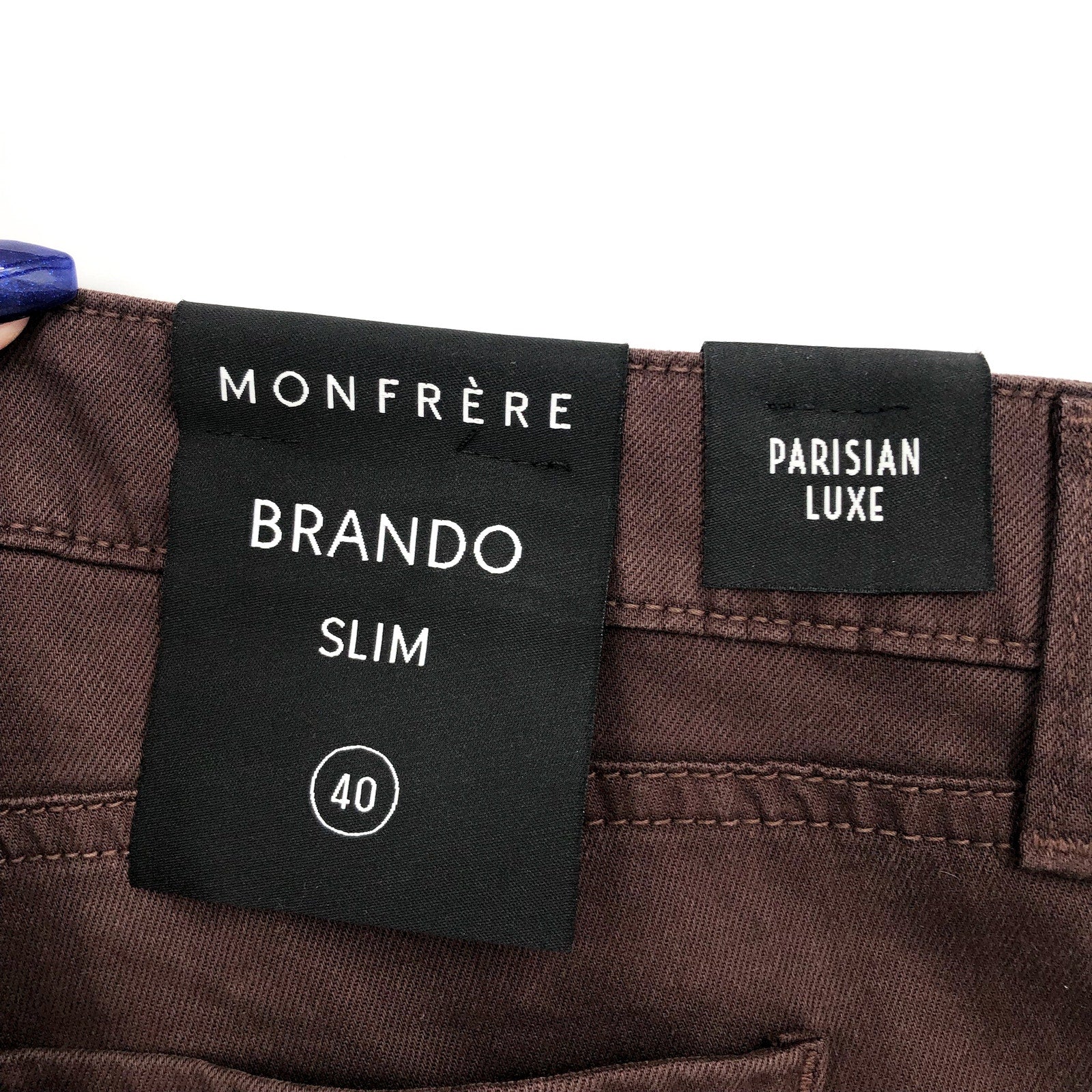 MONFRERE Men's Brando Slim Fit Jeans 40x31 Brown Cafe Straight Parisian Luxe NWT