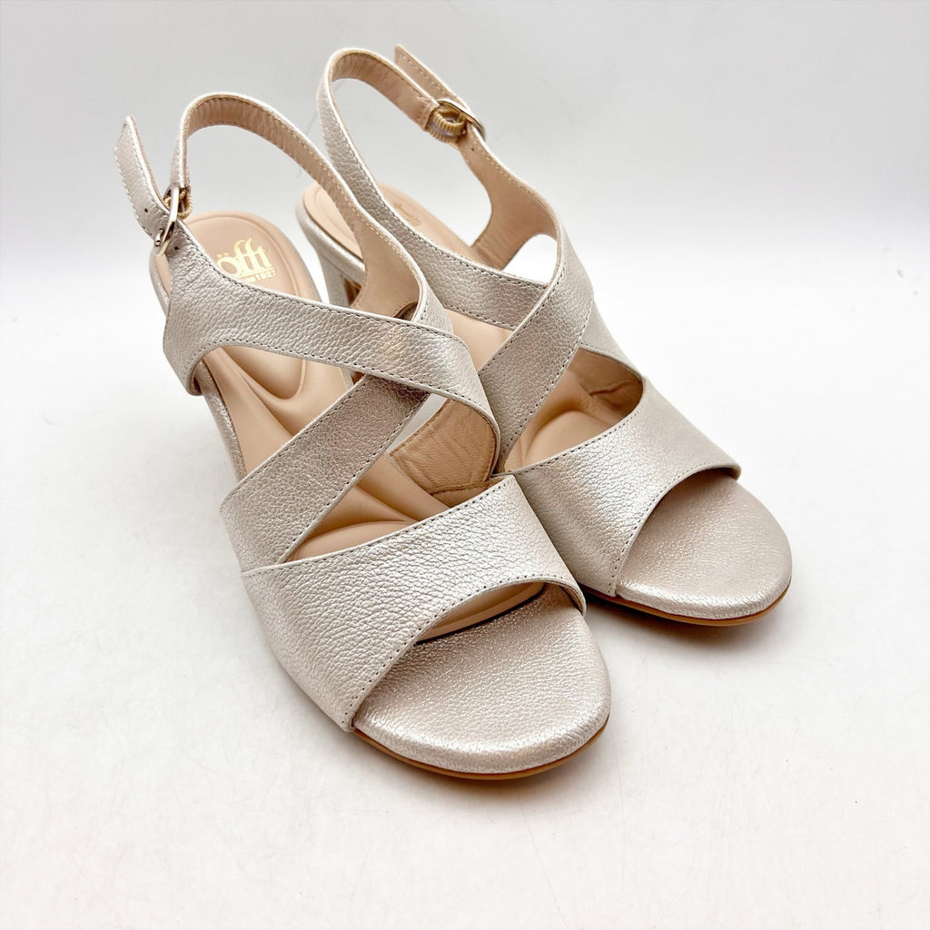 SOFFT Womens Jolene Heeled Sandals Size 7.5 EU 38.5 Champagne Leather NIB
