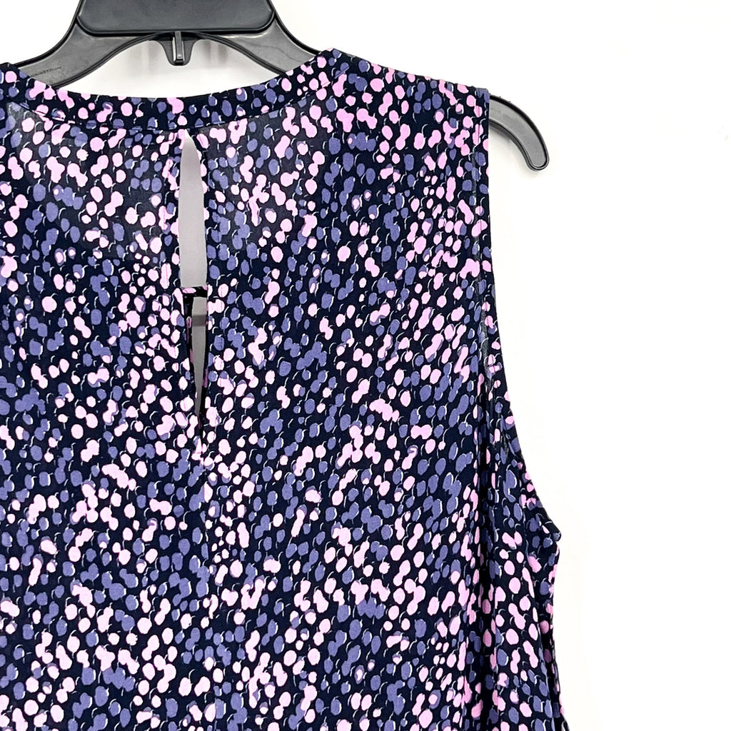 DANIEL RAINN Women's Sleeveless Blouse 3X Purple Pink Print Tie-Front NWT