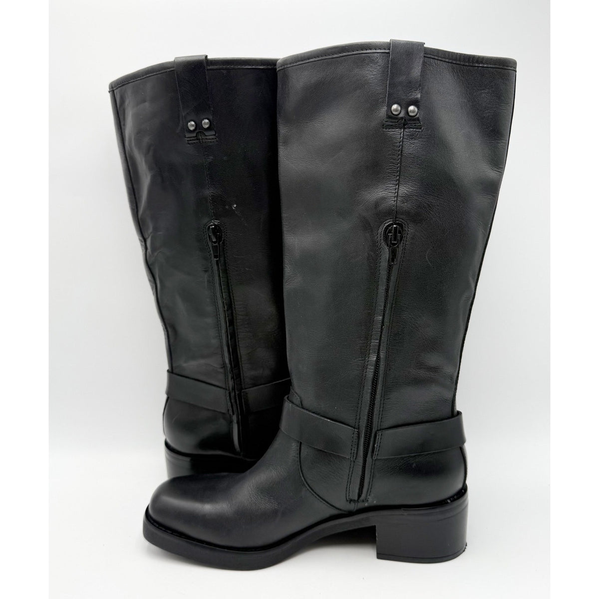 Crown Vintage Womens Reny Knee High Boots Size 7 M Black Leather NWOB
