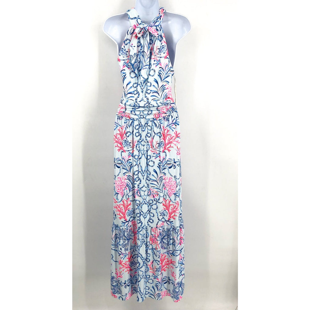 LILLY PULITZER Women's Montecito Halter Maxi Dress Large Multi Naut Today NWOT
