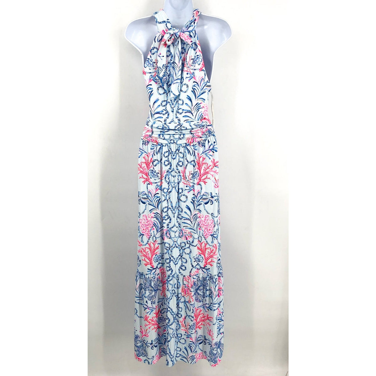 LILLY PULITZER Women's Montecito Halter Maxi Dress Large Multi Naut Today NWOT