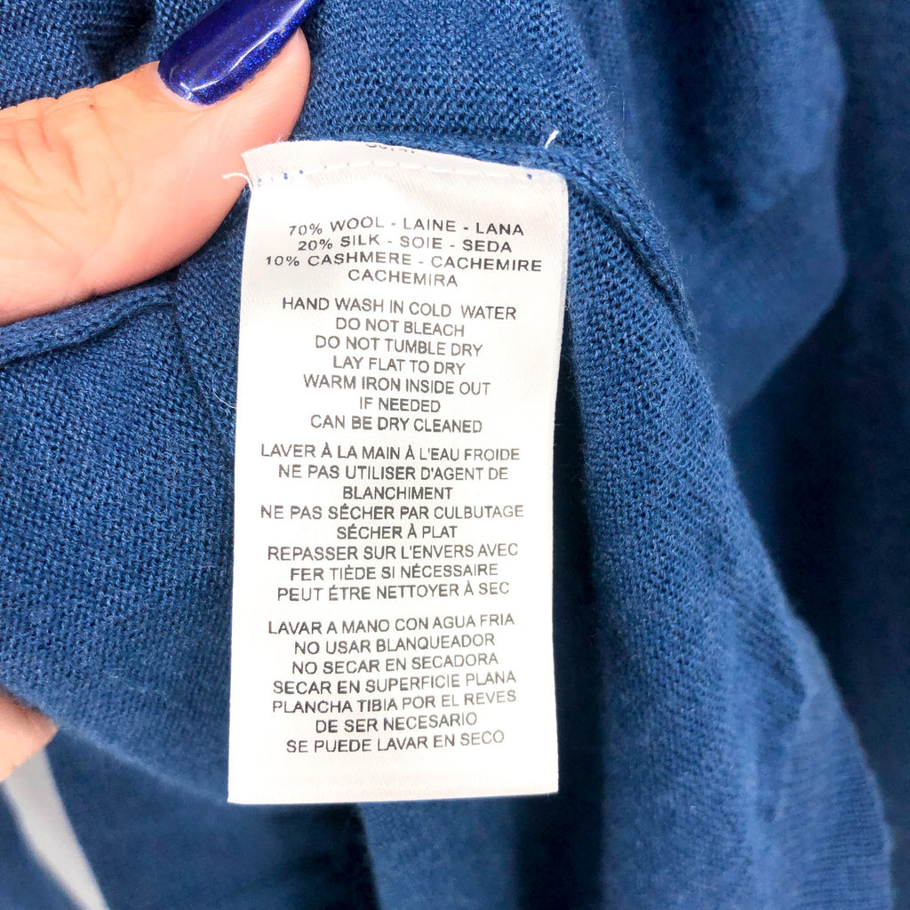 JACK VICTOR Men's Ramezay Woo V-Neck Sweater XL Blue Silk Cashmere