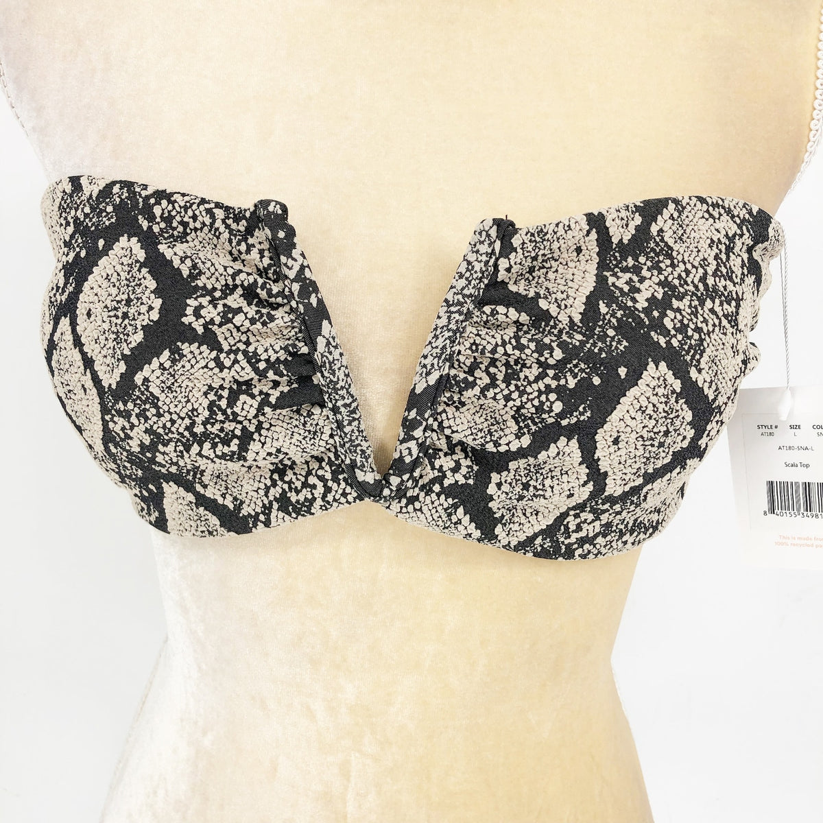 ANDIE SWIM Scala Top Small Snake Print Black Cream Strapless