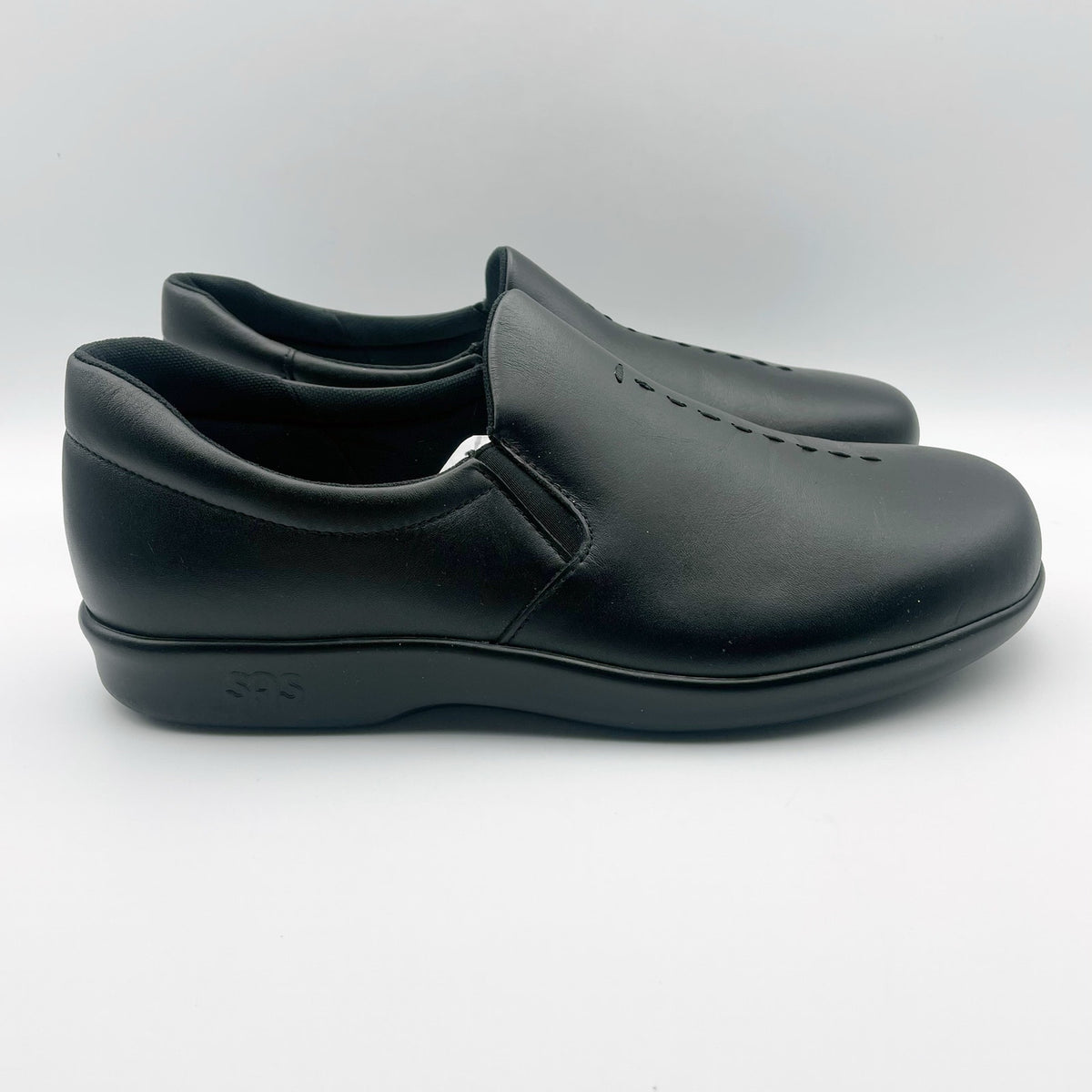 SAS Womens Viva Slip On Comfort Loafers Size 10.5 Black Leather Casual Shoes NIB