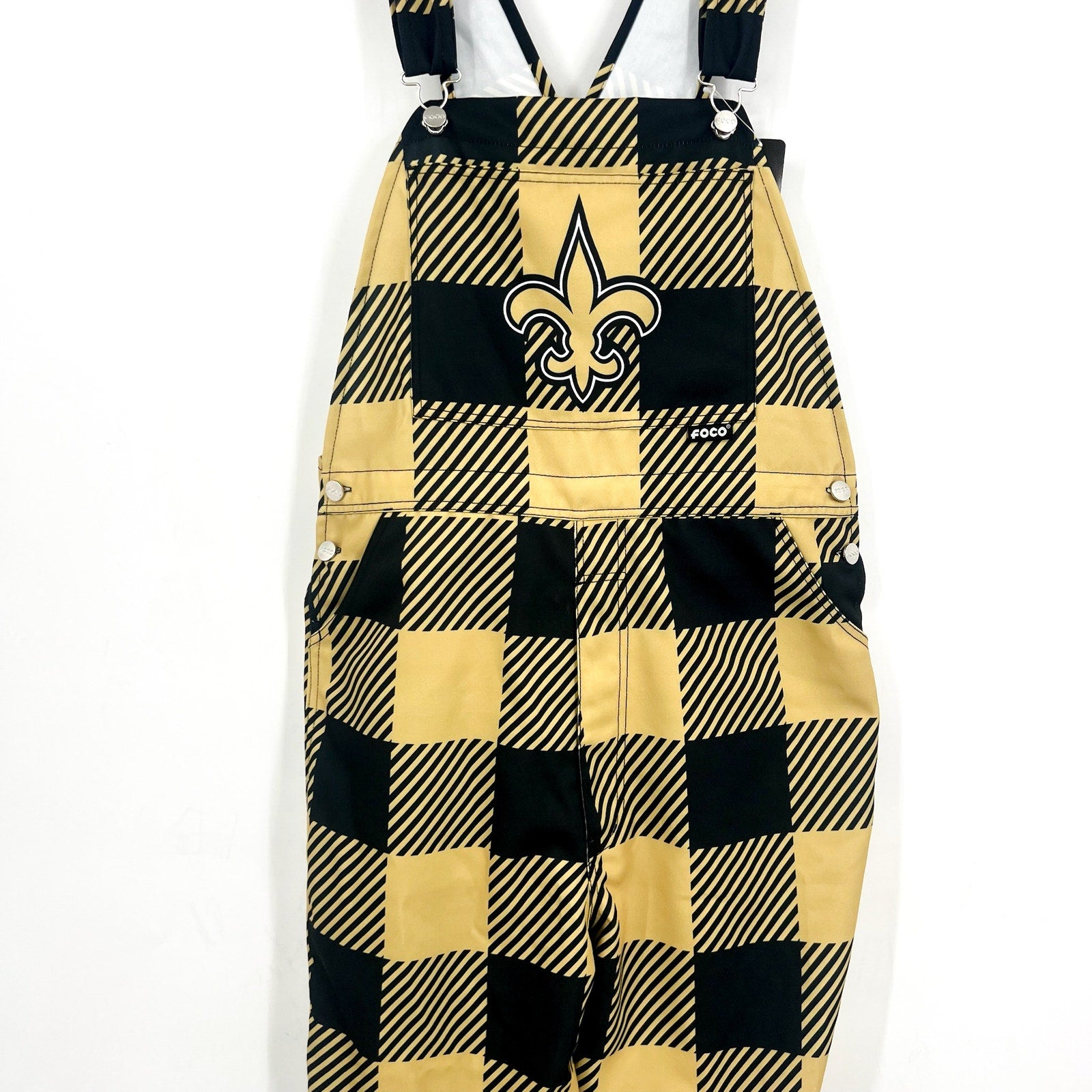 NFL TEAM APPAREL Mens New Orleans Saints Logo Bib Overalls XL Black Gold NWT