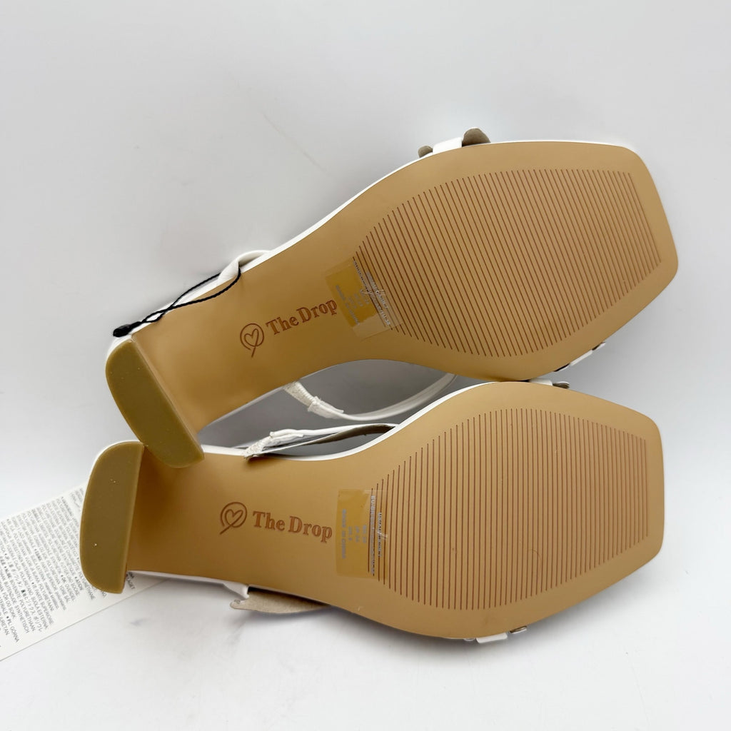 The Drop Womens Avery Heeled Sandals Size 7 White 2-Strap Block Heel NWOB