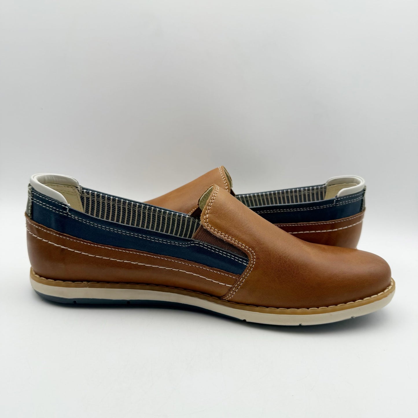 PIKOLINOS Mens Jucar Slip On Loafers EU 41 US 8 Blue Brown Leather NWOB