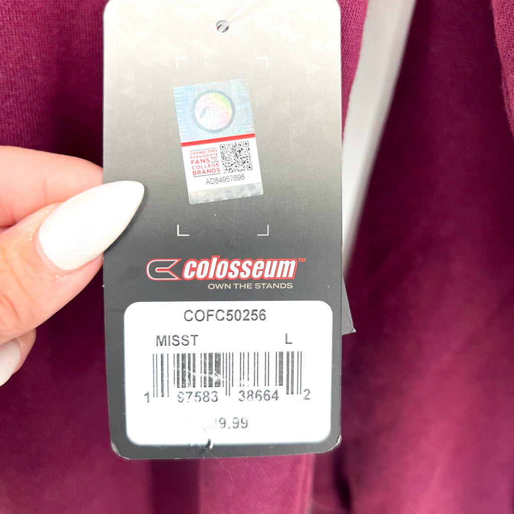 COLOSSEUM Girls Mississippi State Crop Crewneck Sweatshirt Large Maroon Red NWT