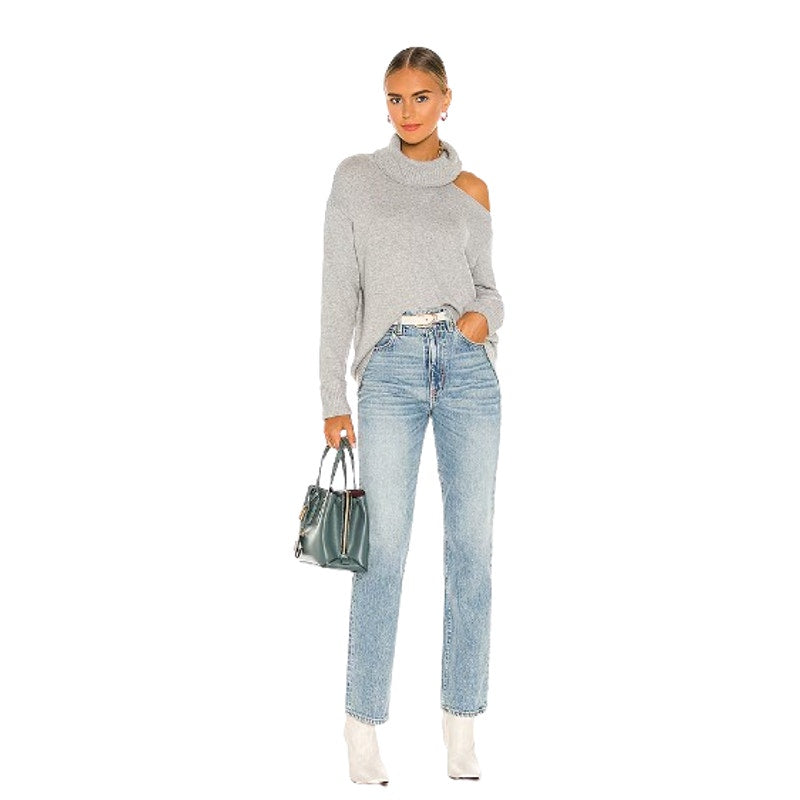 1. STATE Women Turtleneck Cold Shoulder Sweater 3X Light Heather Grey NWOT