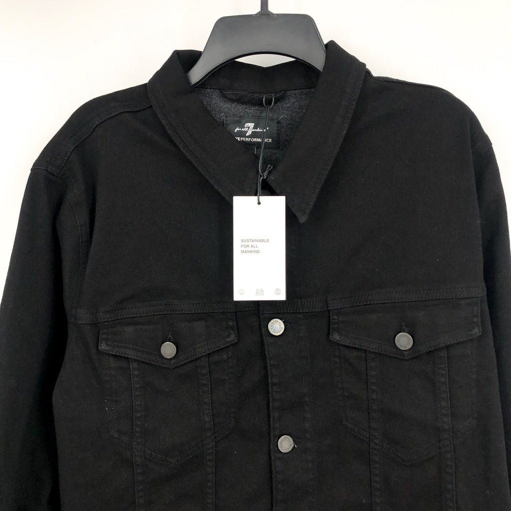 7 FOR ALL MANKIND Men's Perfect Trucker Jean Jacket XL Black Denim Stretch NWT