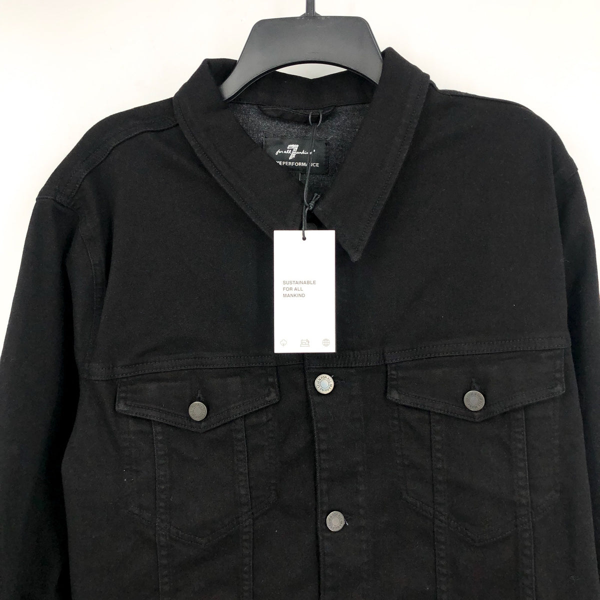 7 FOR ALL MANKIND Men's Perfect Trucker Jean Jacket XL Black Denim Stretch NWT