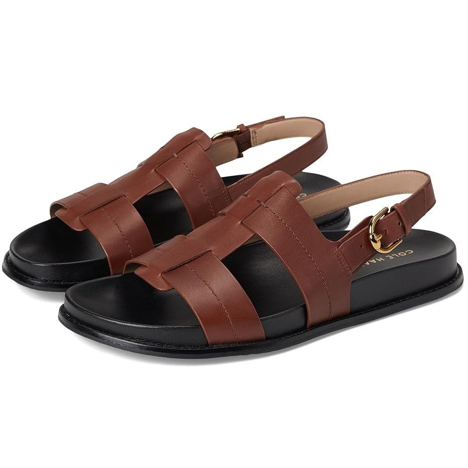 Cole Haan Womens Marlee Fisherman Sandals Size 8.5 Dark Cuoio Brown Leather NWOB