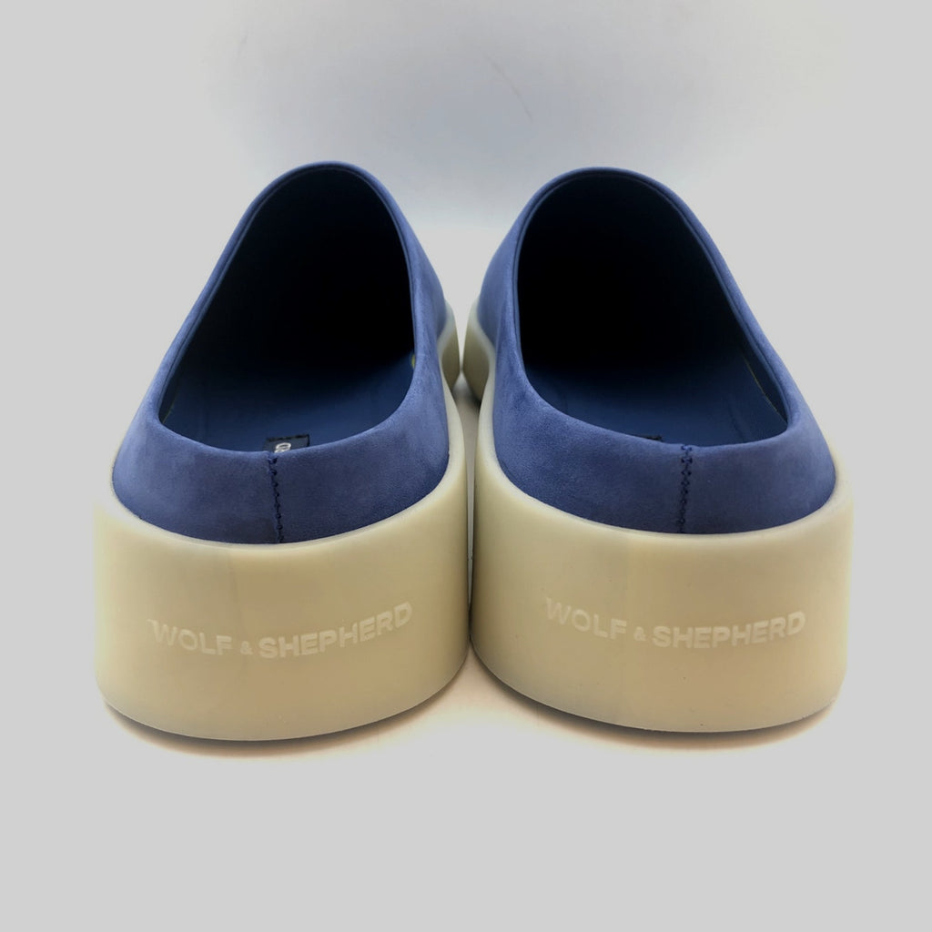 Wolf & Shepherd Cruise Mule Slip On Shoes MENS 7.5 WOMENS 9 Blue Leather NIB