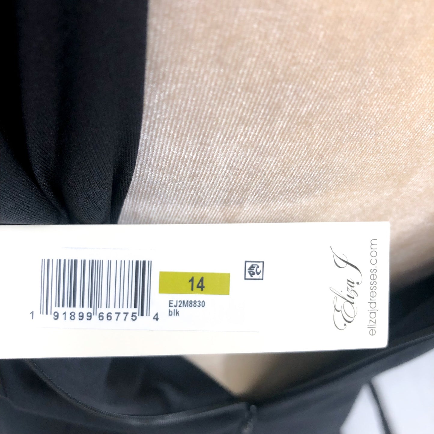 ELIZA J Pleated Faux Wrap Dress Size 14 Black Long Sleeve Knee Length NWT