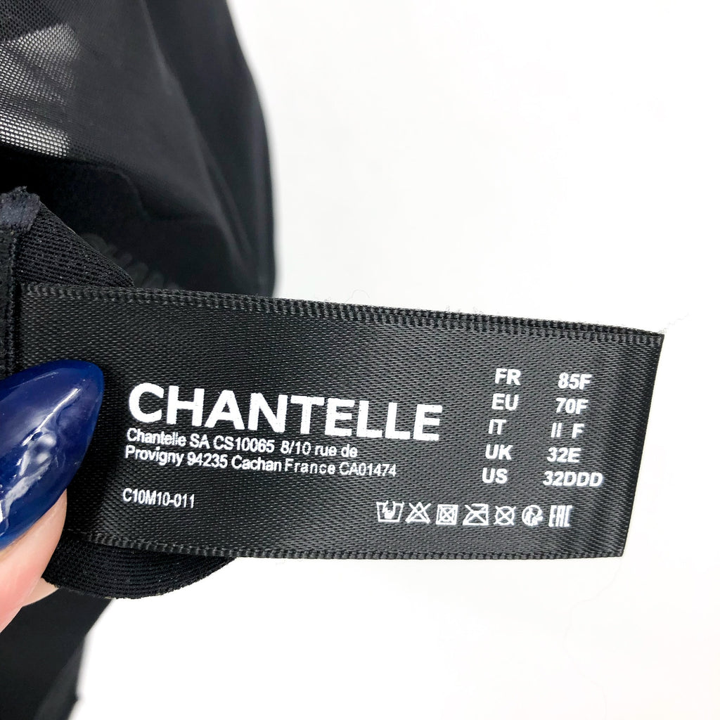 CHANTELLE Women's Pure Light Underwire Unlined Bra Size 32DDD Black Seamless NWT
