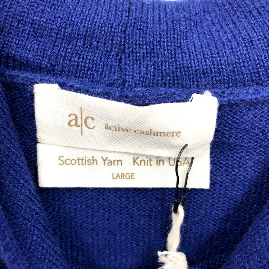 ACTIVE CASHMERE Men's Cashmere Hoodie Sweater Large Blue Machine Washable NWT