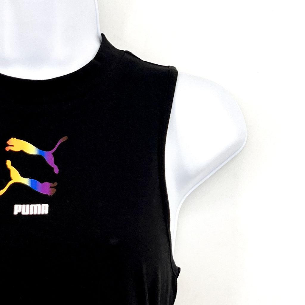 PUMA Women's Sleeveless Pride Bodysuit Large Black Multicolor Round Neck NWOT