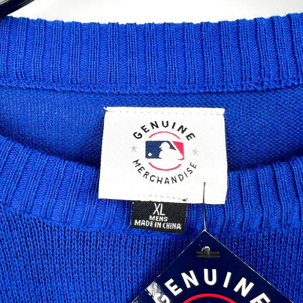 MLB GENUINE Mens Texas Rangers Crewneck Sweater XL Dark Blue Red NWT