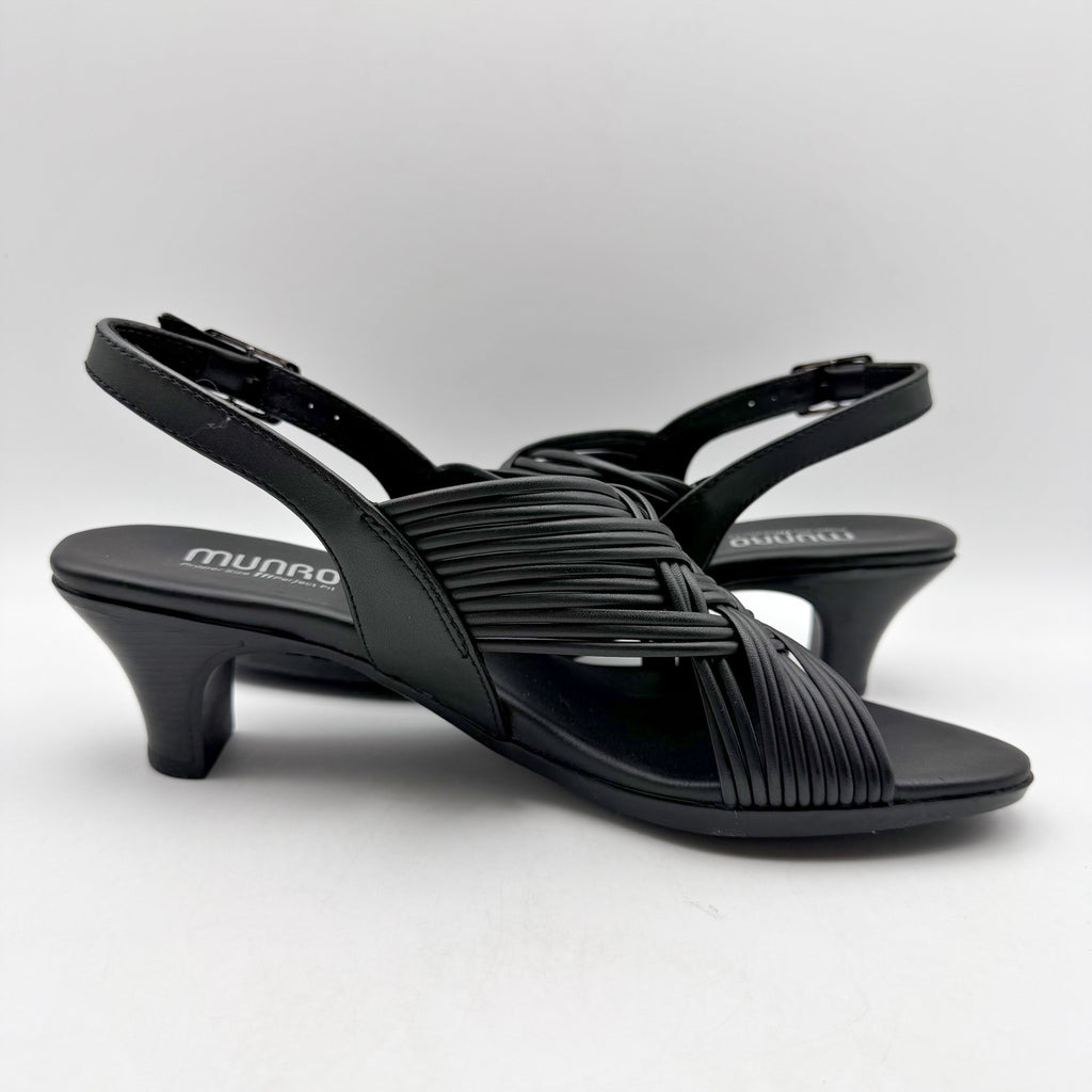 MUNRO Women's Marianna Heel Sandals Size 11 Narrow Black Leather NIB
