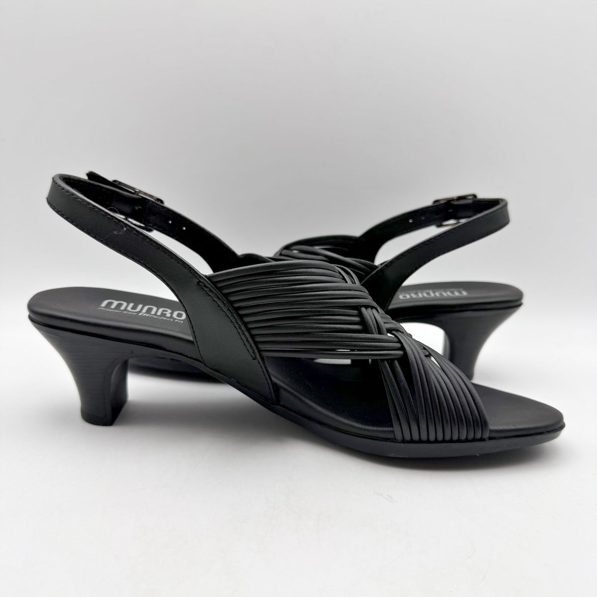 MUNRO Women's Marianna Heel Sandals Size 11 Narrow Black Leather NIB