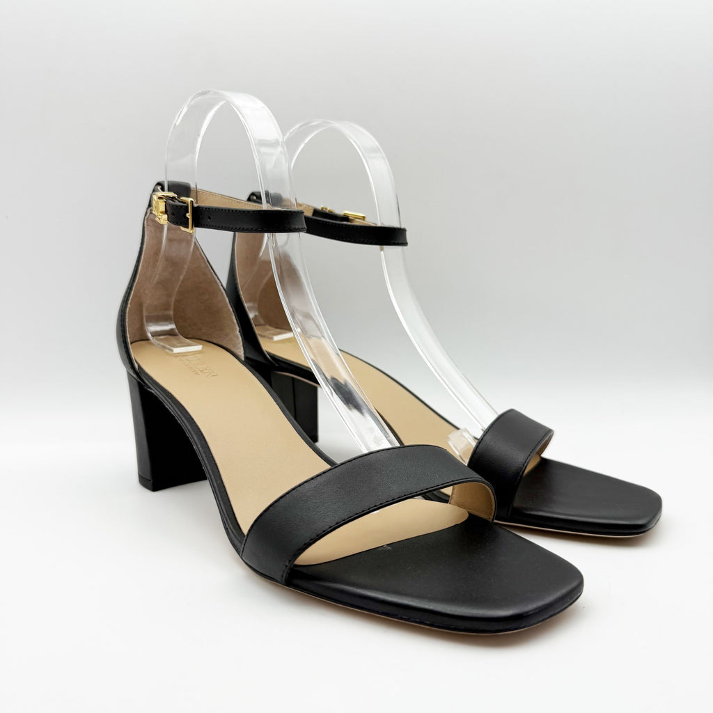 Lauren Ralph Lauren Womens Logan Heeled Sandals US 9.5 Black Leather NIB