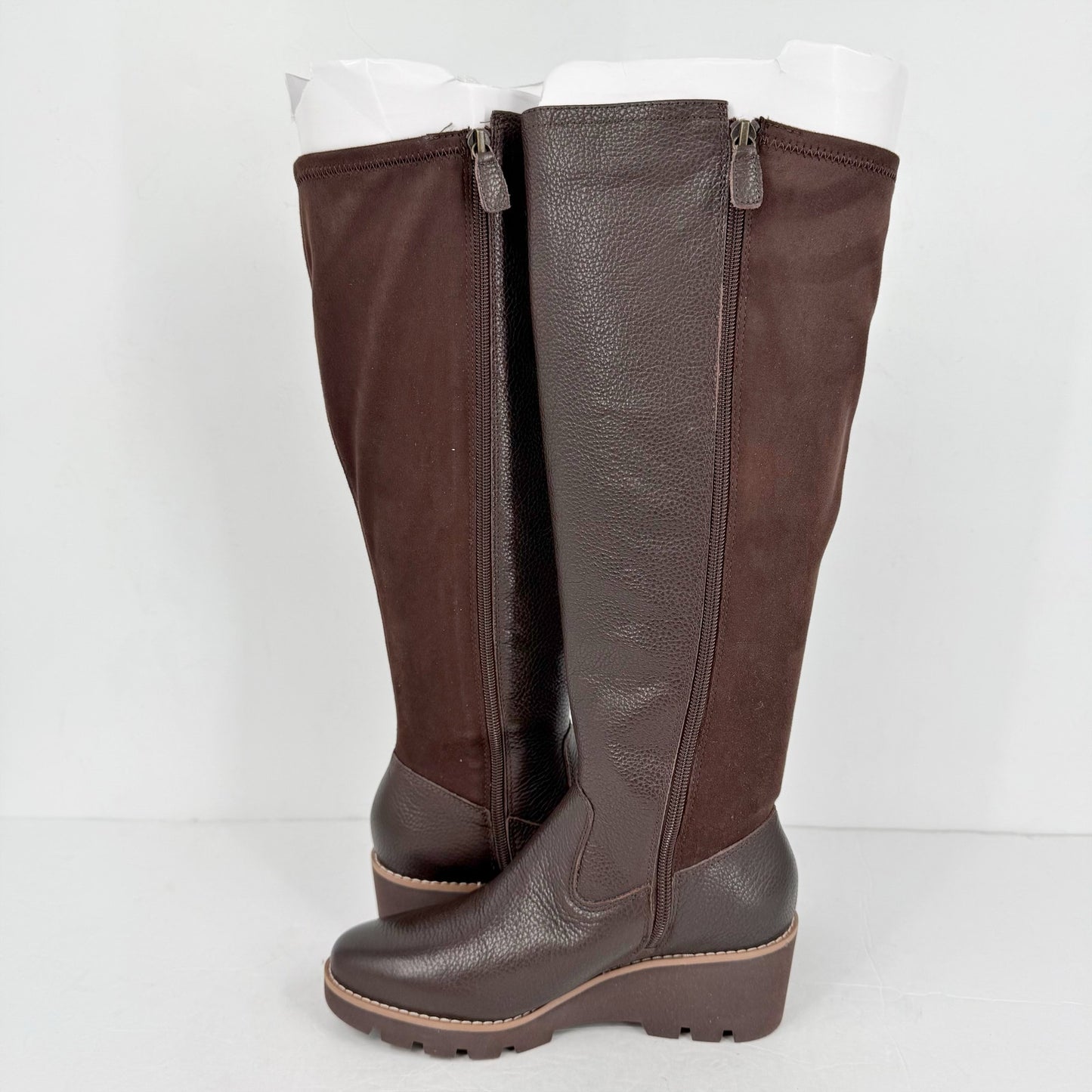 VIONIC Womens Ashland High Shaft Boots US 6M EU 36 Wide Calf Brown Leather NIB