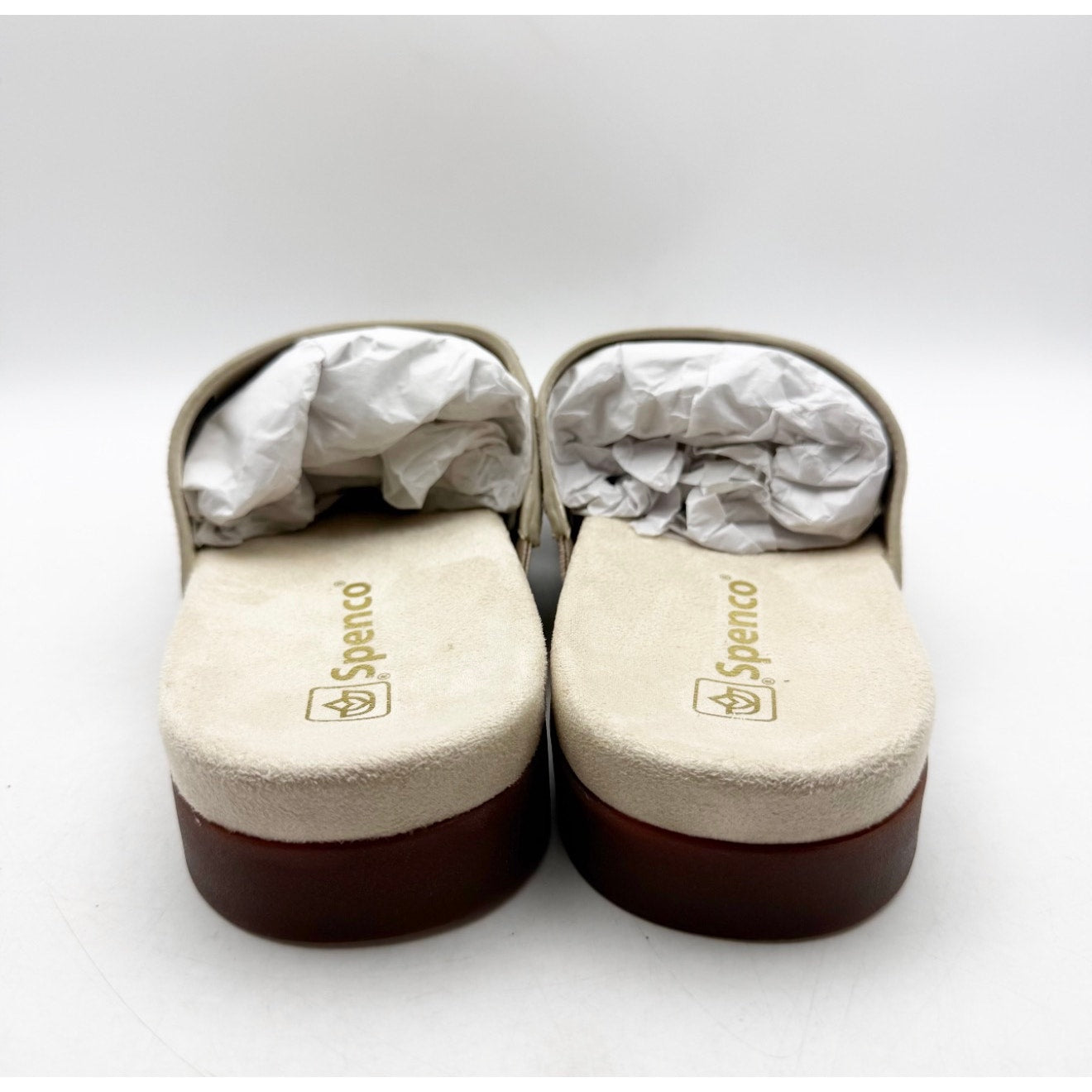 Spenco Women's Twilight Stud Sandal Size 9.5 WIDE Light Taupe Slip On NIB