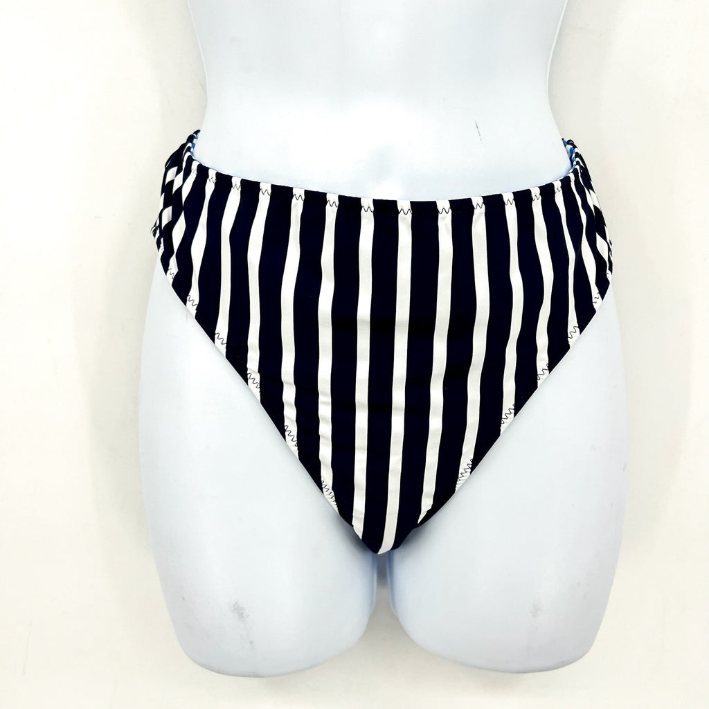 TOMMY BAHAMA Coastline Stripe Reversible Bikini Bottoms Medium Blue White NWT