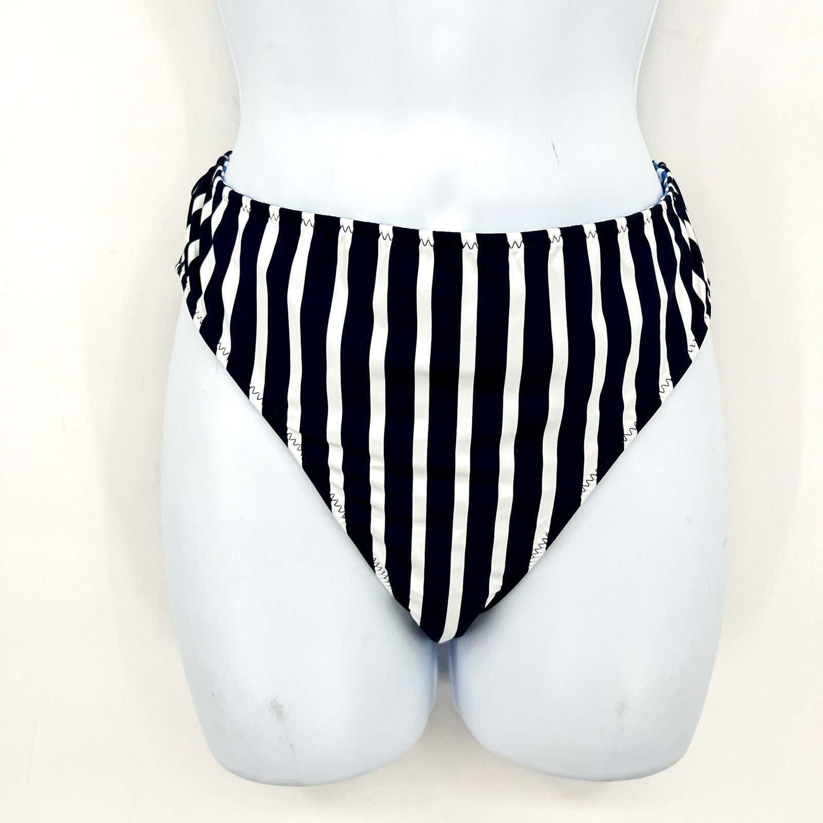 TOMMY BAHAMA Coastline Stripe Reversible Bikini Bottoms Medium Blue White NWT