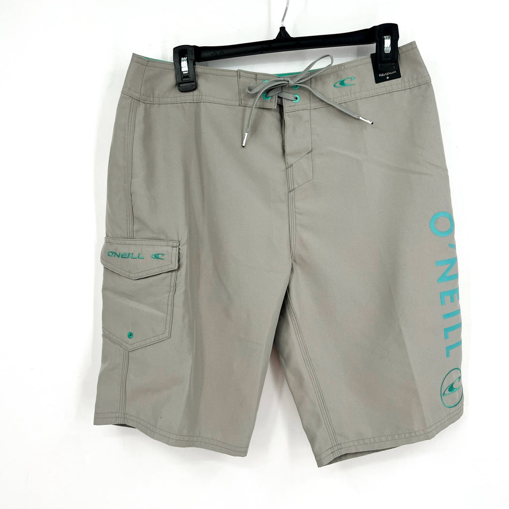 O'NEILL Mens Santa Cruz Solid 2.0 Boardshorts 30 Light Grey Drawstring NWT