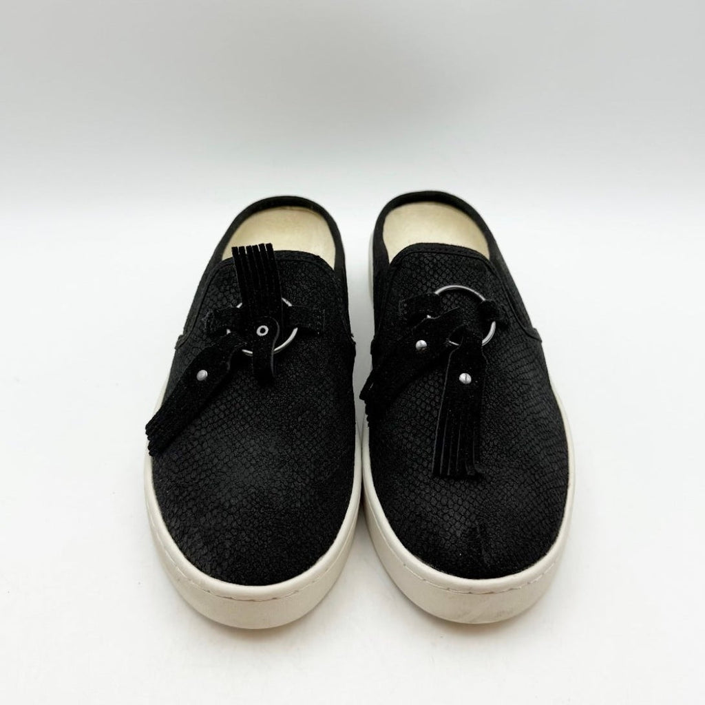 Spenco Women's Bindie Slide Slip On Shoe Size 5 B Black Embossed Suede NIB
