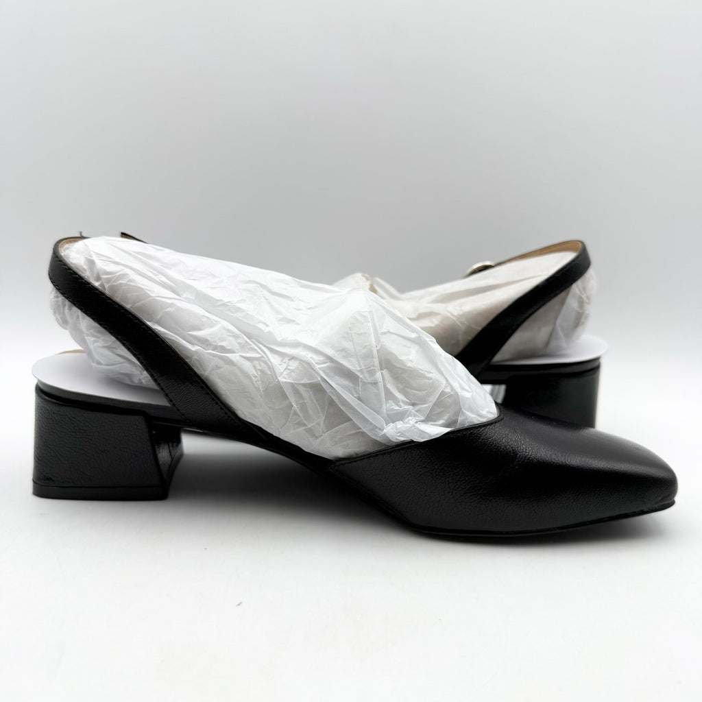 NATURALIZER Womens Jayla Low Slingback Pumps Size 6 WIDE Black Leather Heels NIB