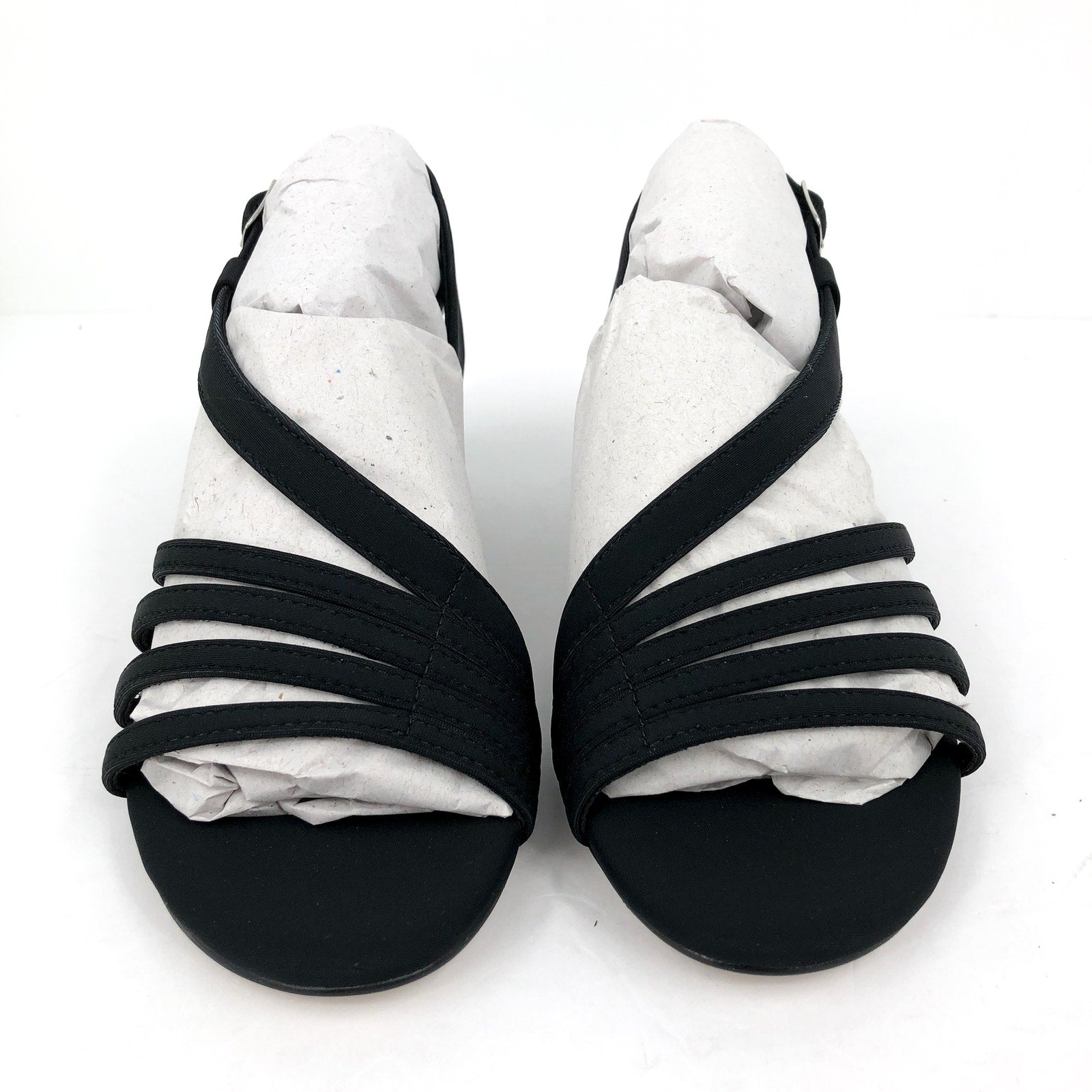WALKING CRADLES Women's Lettie Dress Sandals US 6 Black Heel Fabric NIB